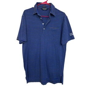 Polo‎ Golf Ralph Lauren Men's Blue Grey Stripe Polo Shirt Size M Stretch
